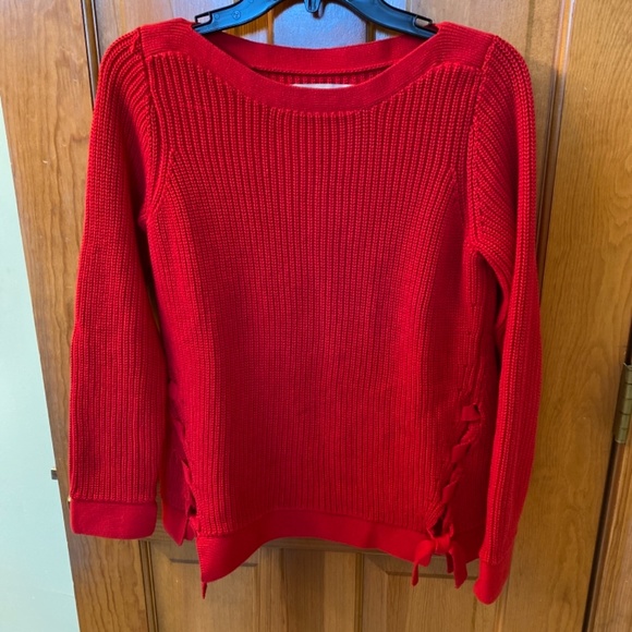 Loft red sweater with laced side seam size small - Picture 4 of 4